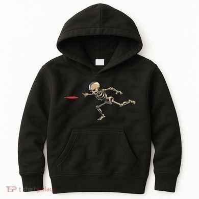 Disc Golfing Skeleton Halloween Disc Golf Halloween Kids Hoodie