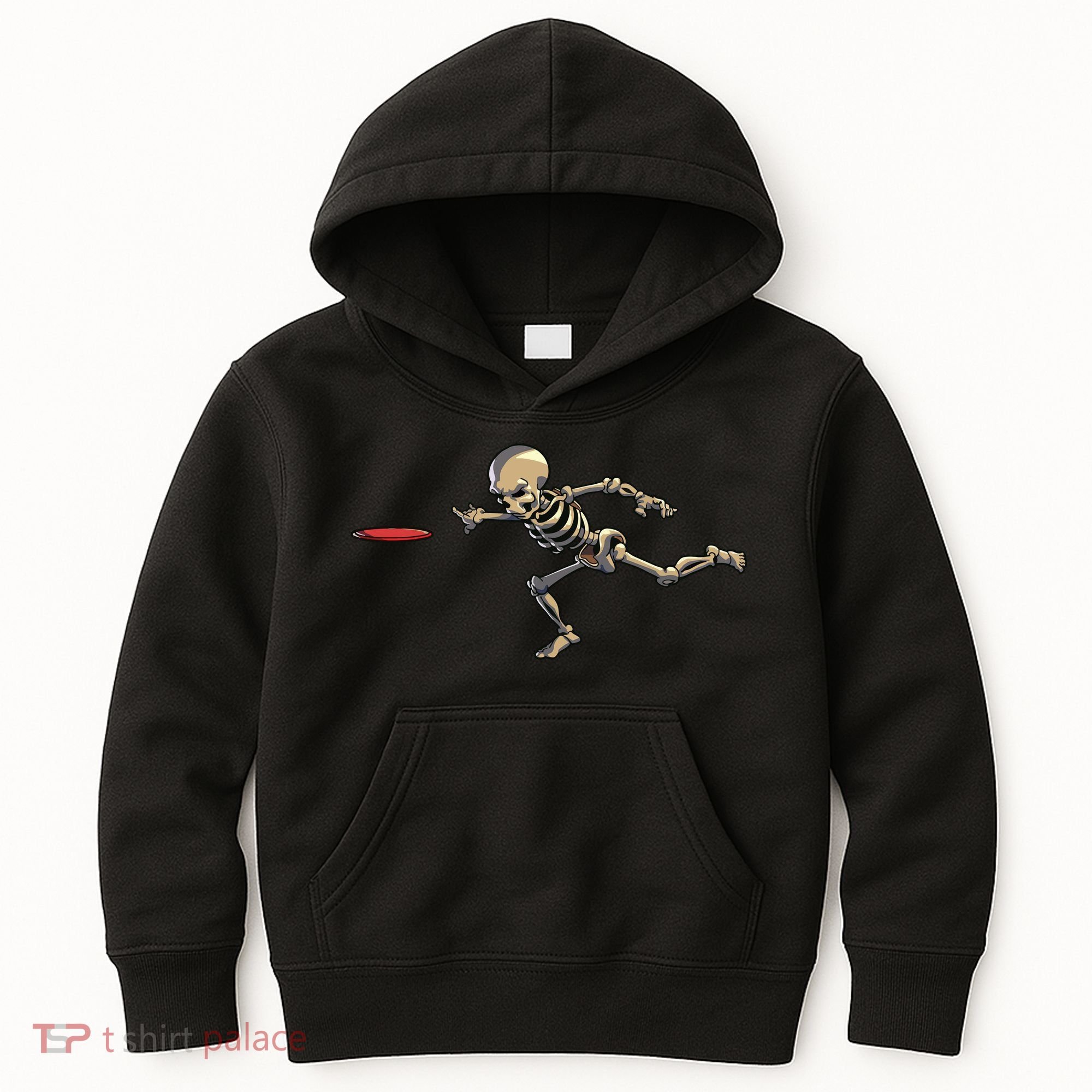 Disc Golfing Skeleton Halloween Disc Golf Halloween Kids Hoodie