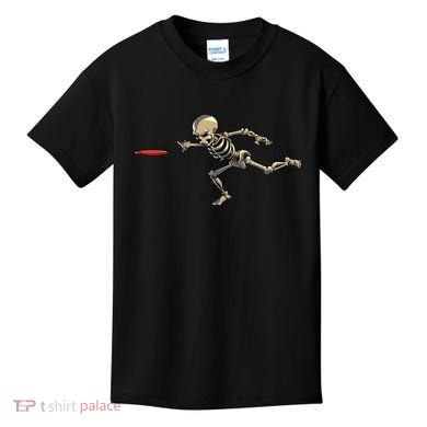 Disc Golfing Skeleton Halloween Disc Golf Halloween Kids T-Shirt