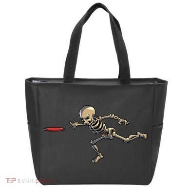 Disc Golfing Skeleton Halloween Disc Golf Halloween Tote Bag