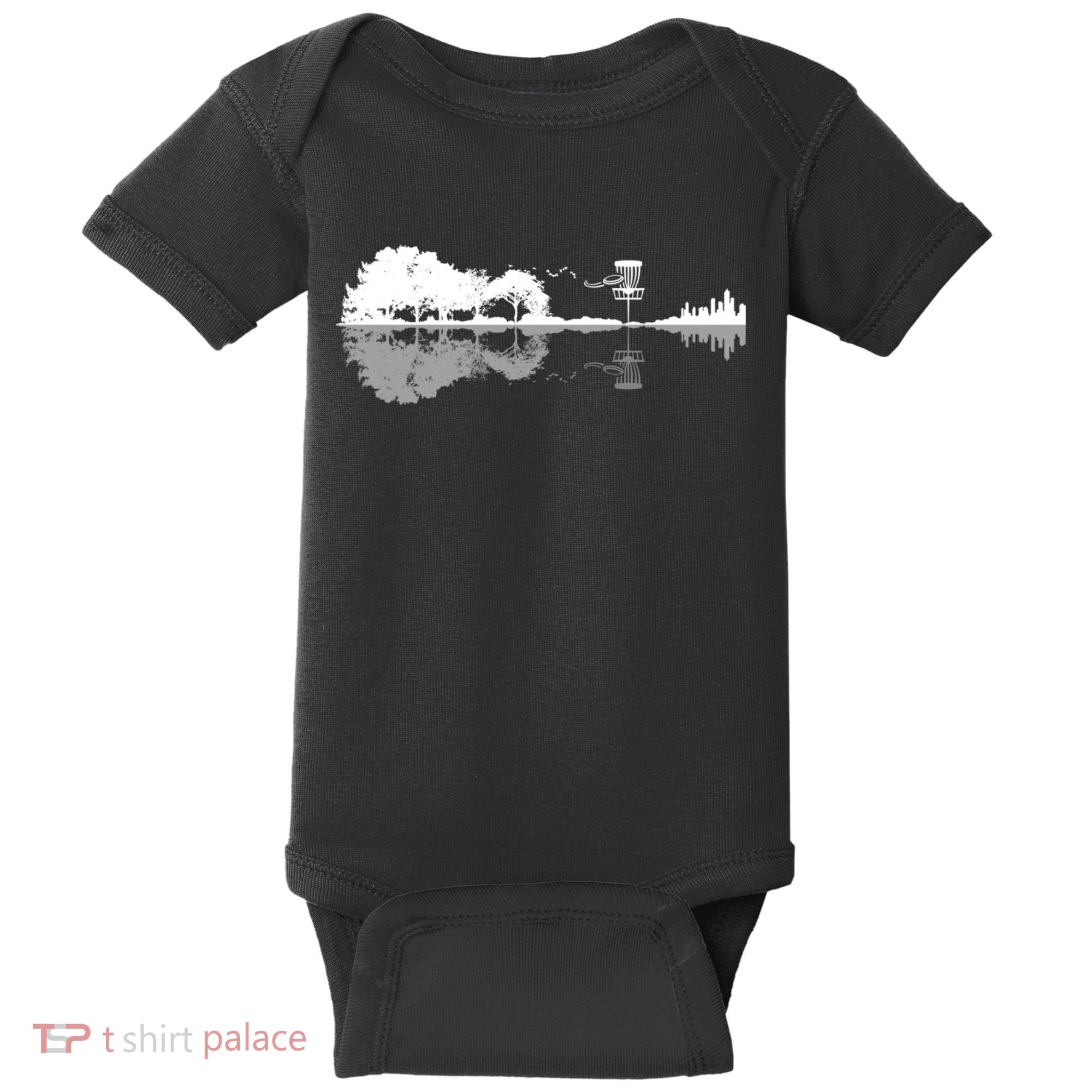 Disc Golf Sunset Guitar Guitarist Player Outfit Gift For Those Who Play Frolf Baby Bodysuit