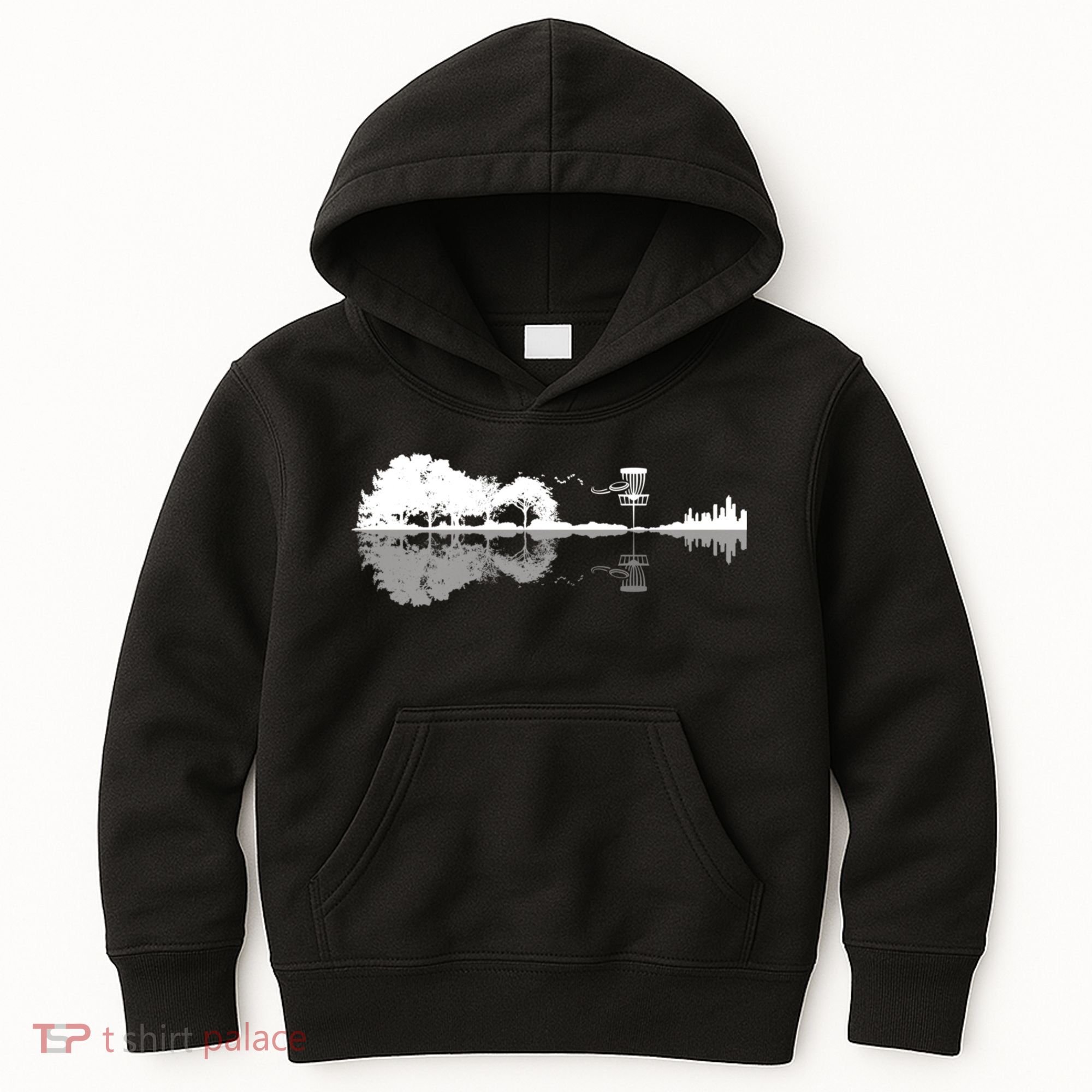 Disc Golf Sunset Guitar Guitarist Player Outfit Gift For Those Who Play Frolf Kids Hoodie