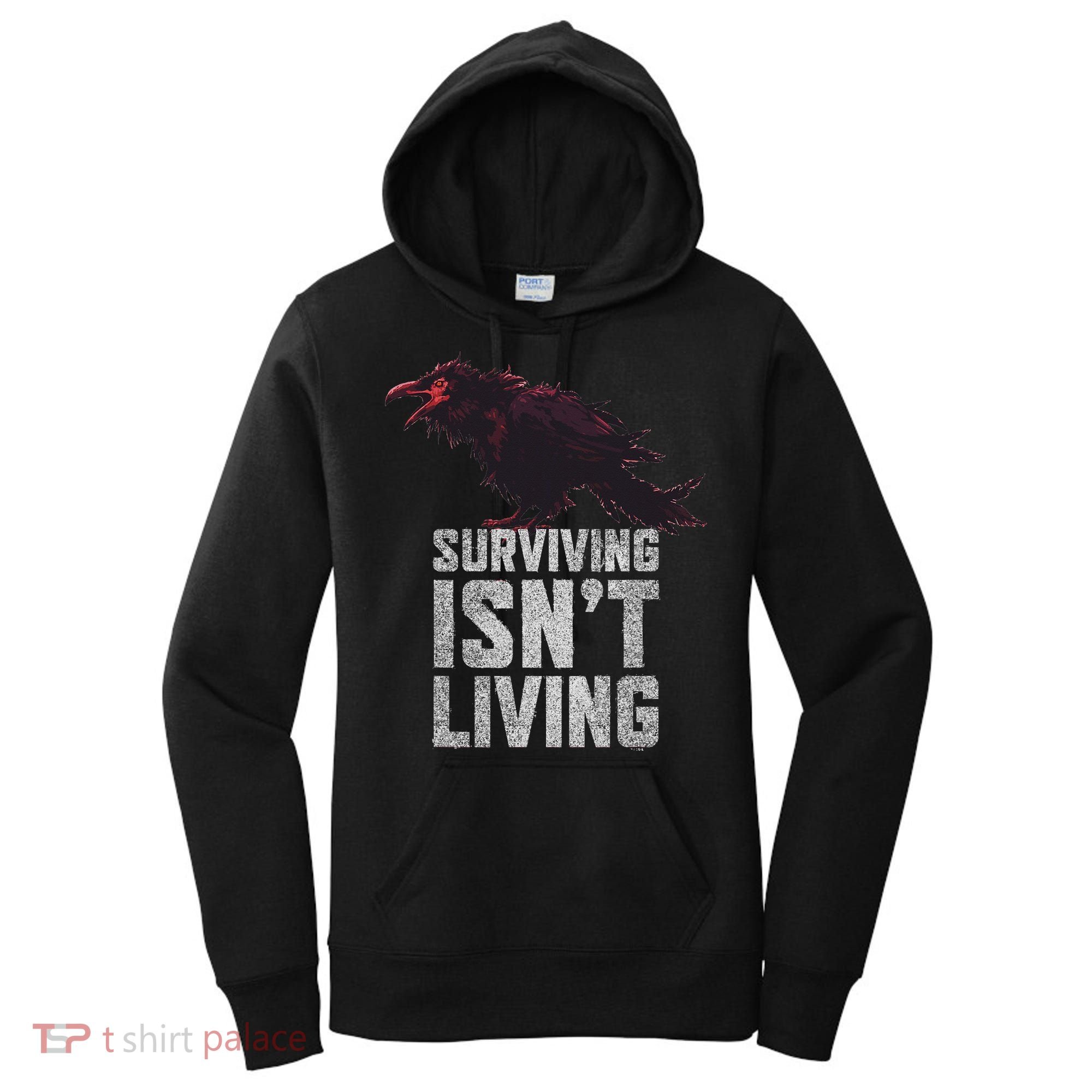 Days Gone Surving Isnt Living Corw Quote Big Chest Logo Women's Hoodie