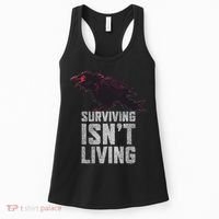 Days Gone Surving Isnt Living Corw Quote Big Chest Logo Women's Tank Top thumb 0