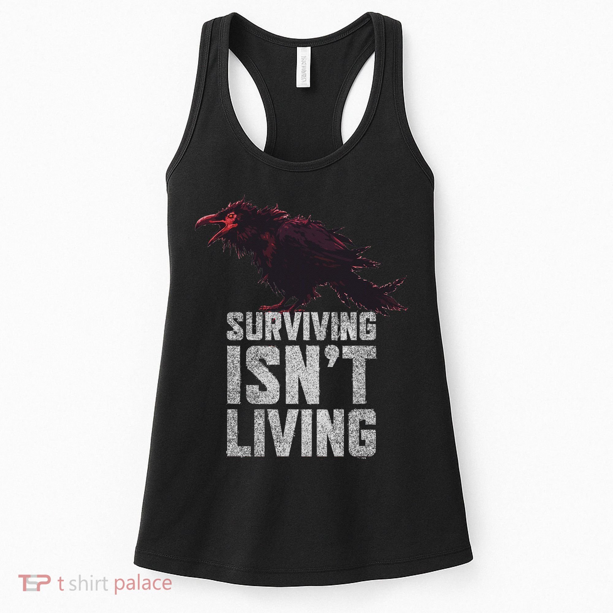 Days Gone Surving Isnt Living Corw Quote Big Chest Logo Women's Tank Top
