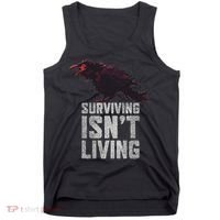 Days Gone Surving Isnt Living Corw Quote Big Chest Logo Tank Top thumb 0