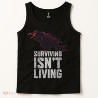 Days Gone Surving Isnt Living Corw Quote Big Chest Logo Tank Top thumb 2