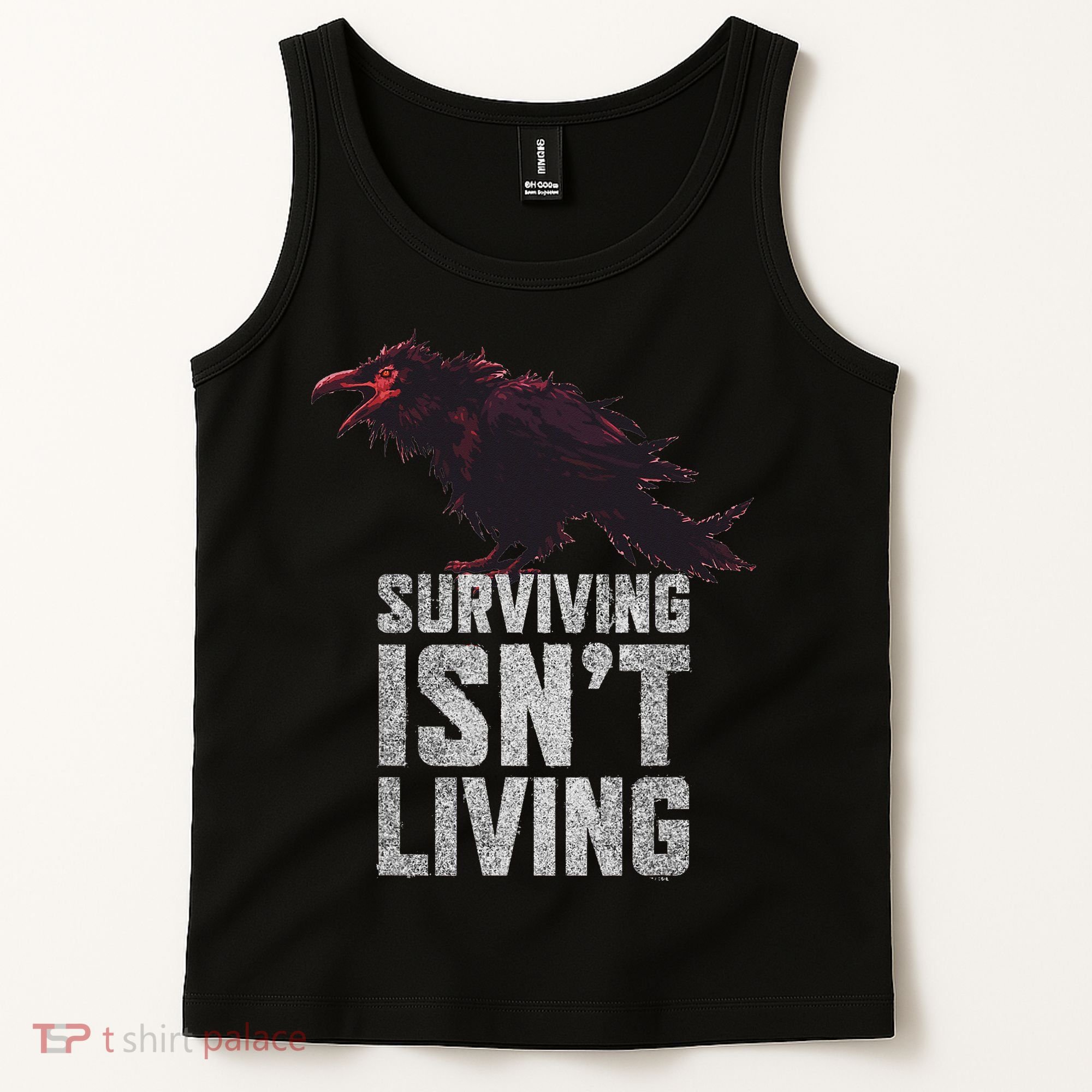 Days Gone Surving Isnt Living Corw Quote Big Chest Logo Tank Top