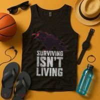 Days Gone Surving Isnt Living Corw Quote Big Chest Logo Tank Top thumb 4