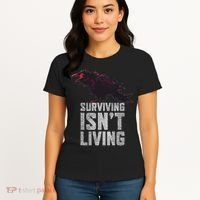 Days Gone Surving Isnt Living Corw Quote Big Chest Logo Women's T-Shirt thumb 4