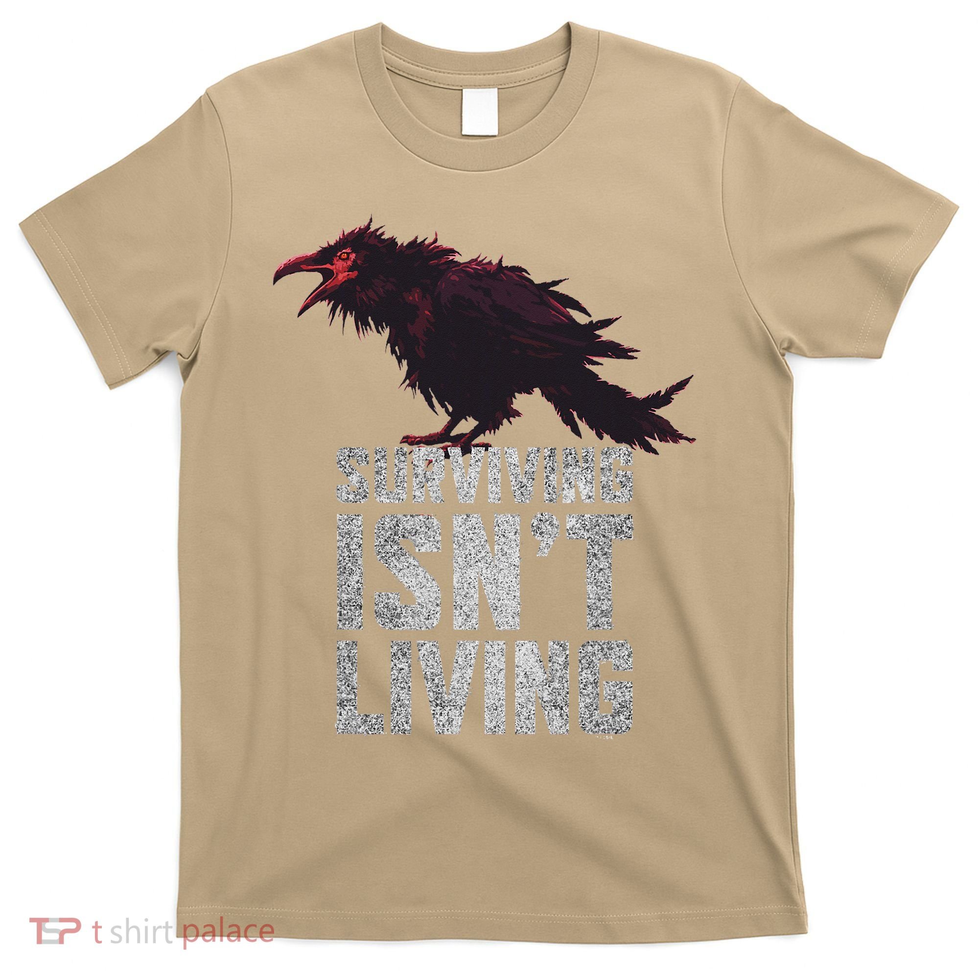 Days Gone Surving Isnt Living Corw Quote Big Chest Logo T-Shirt