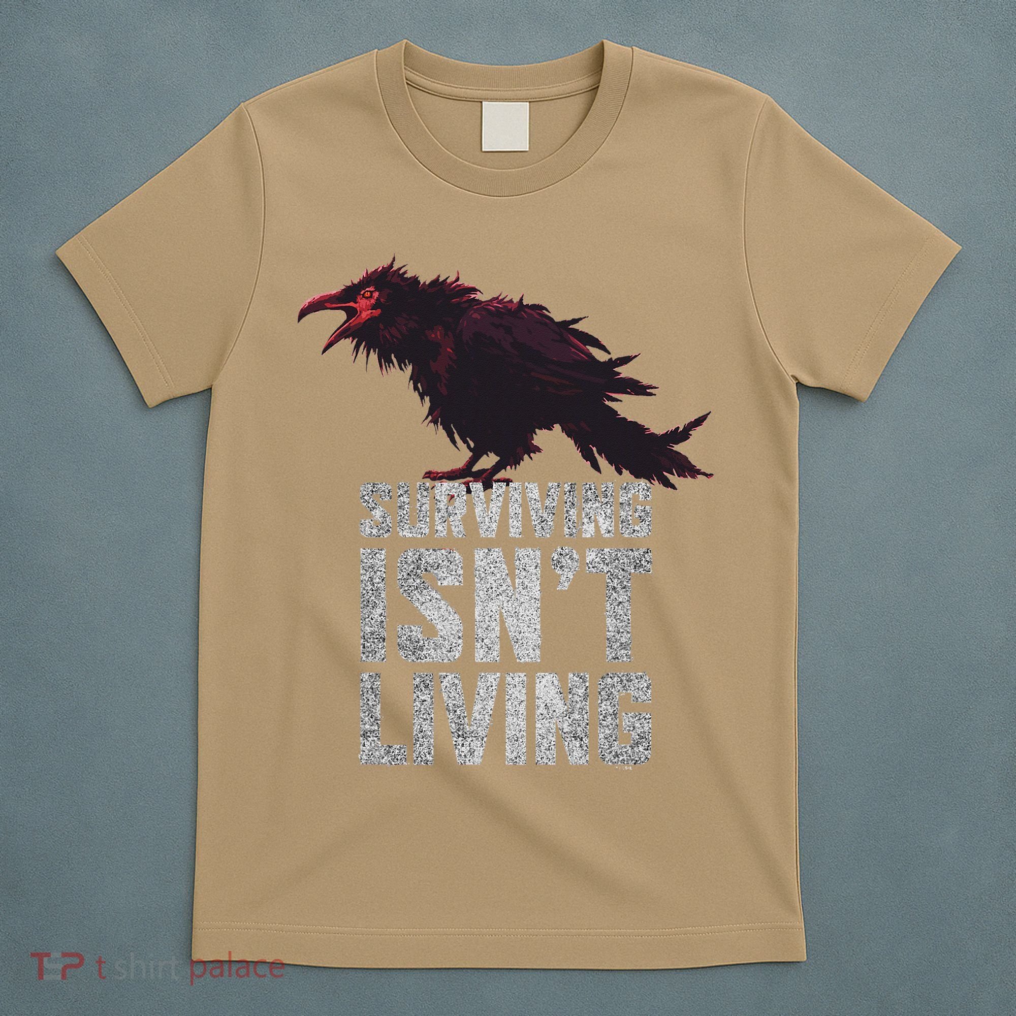Days Gone Surving Isnt Living Corw Quote Big Chest Logo T-Shirt