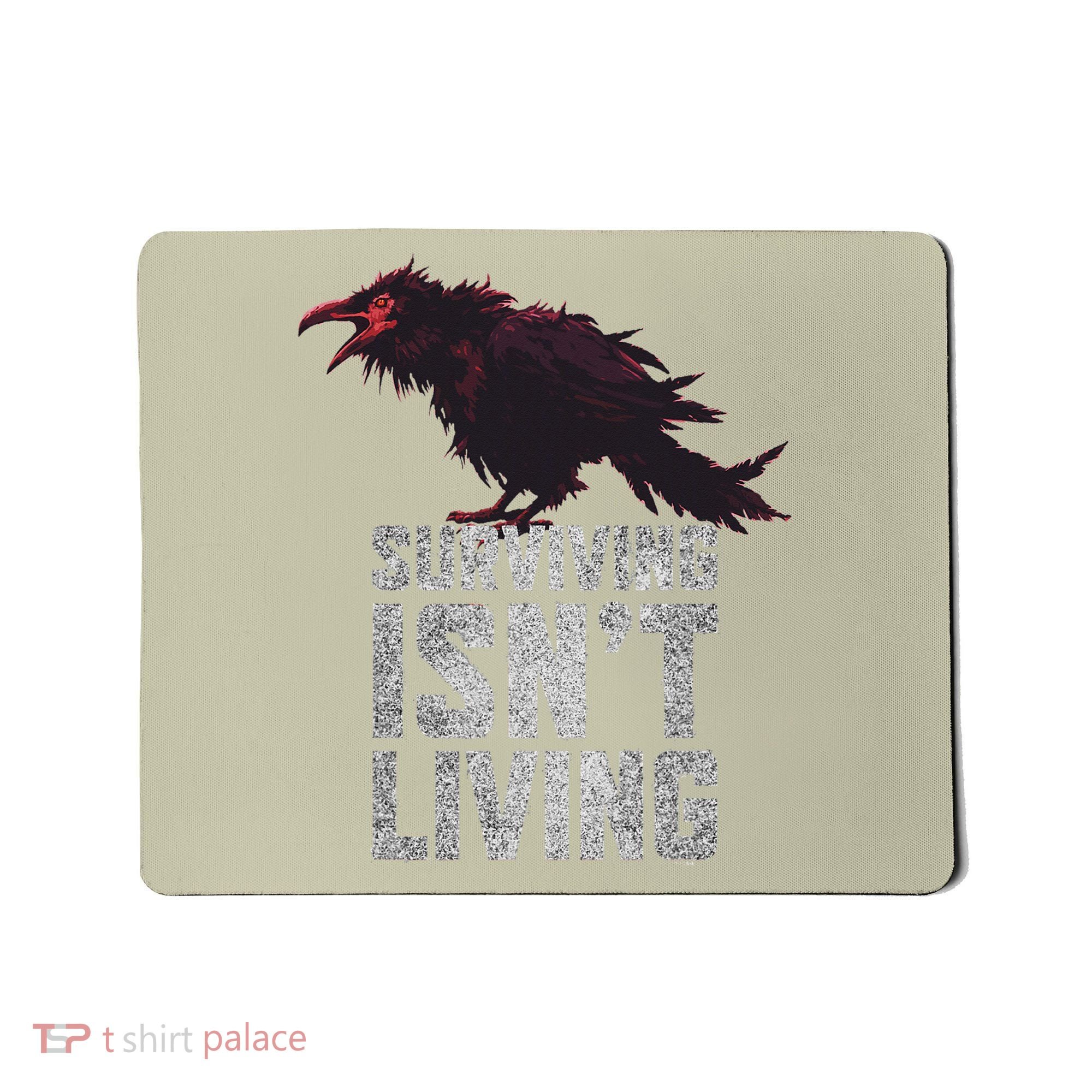 Days Gone Surving Isnt Living Corw Quote Big Chest Logo Mousepad