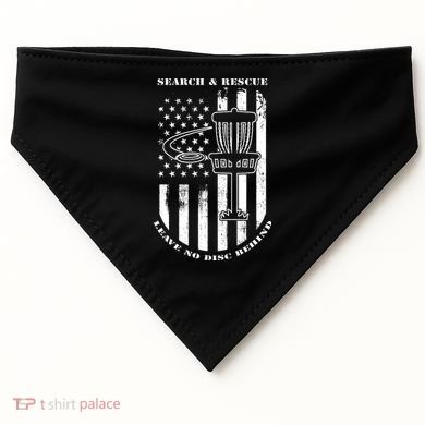 Disc Golf Search & Rescue Leave No Disc Behind White Flag USA-Made Doggie Bandana