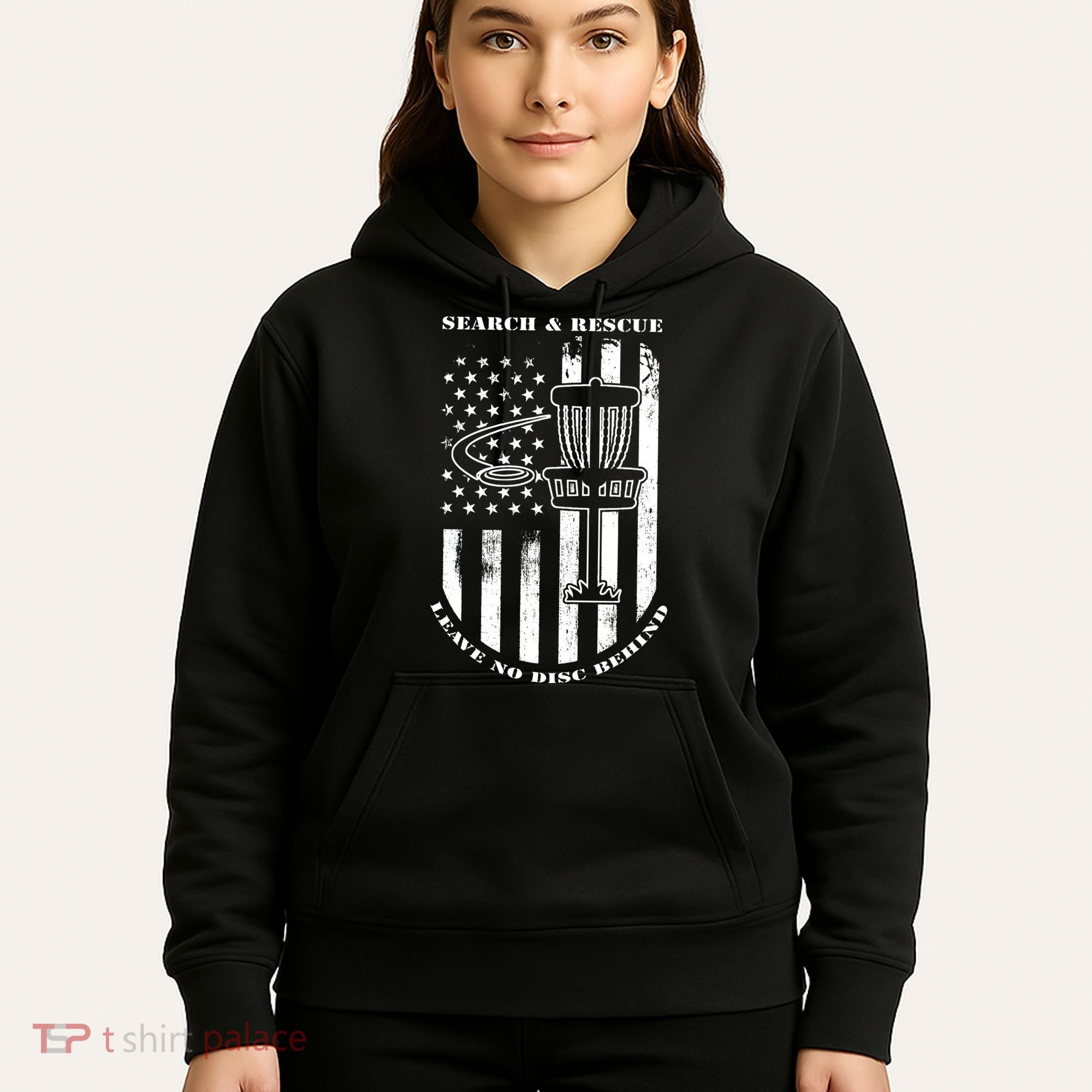 Disc Golf Search & Rescue Leave No Disc Behind White Flag Hoodie