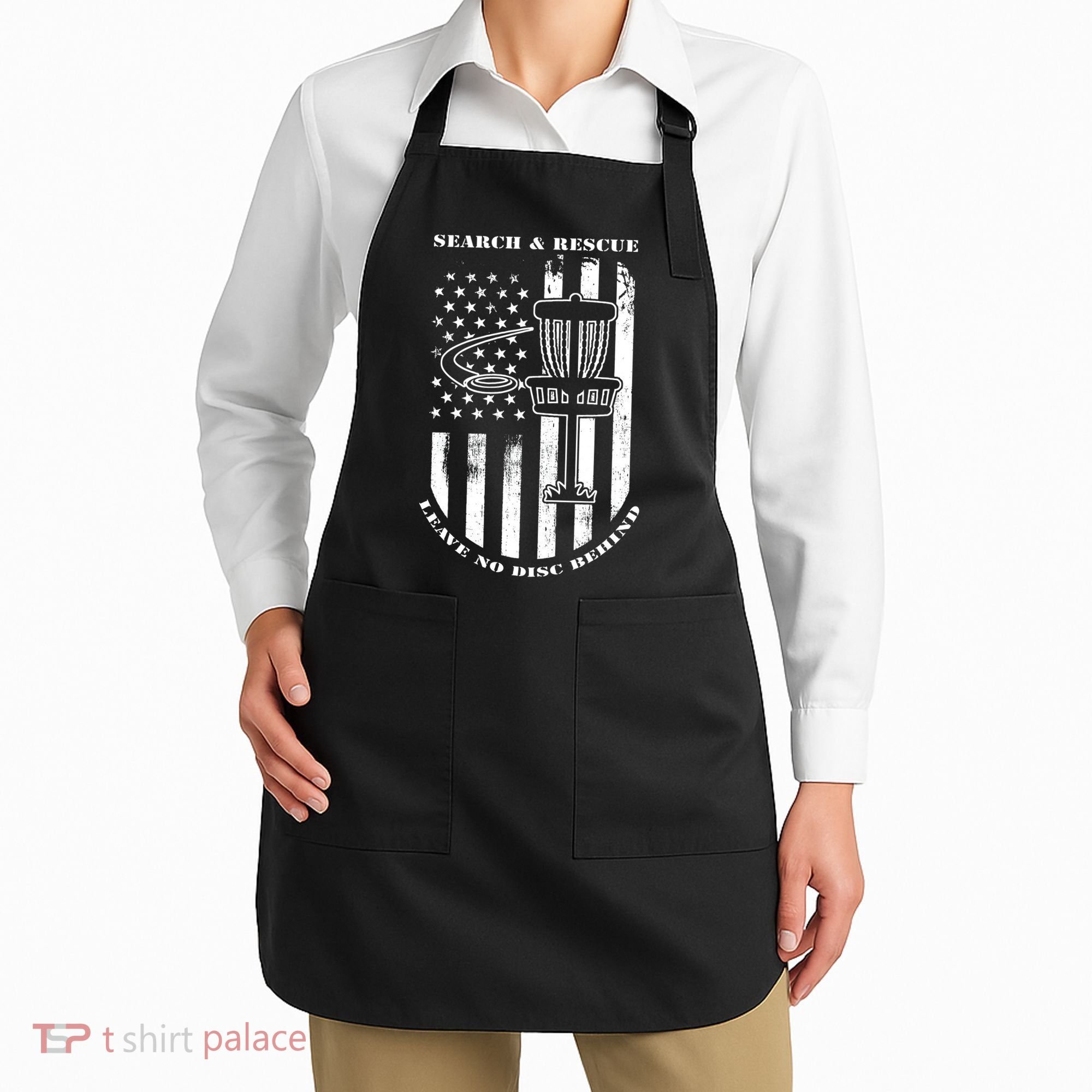 Disc Golf Search & Rescue Leave No Disc Behind White Flag Apron