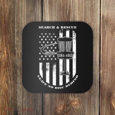 Disc Golf Search & Rescue Leave No Disc Behind White Flag Coaster