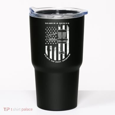 Disc Golf Search & Rescue Leave No Disc Behind White Flag Tumbler