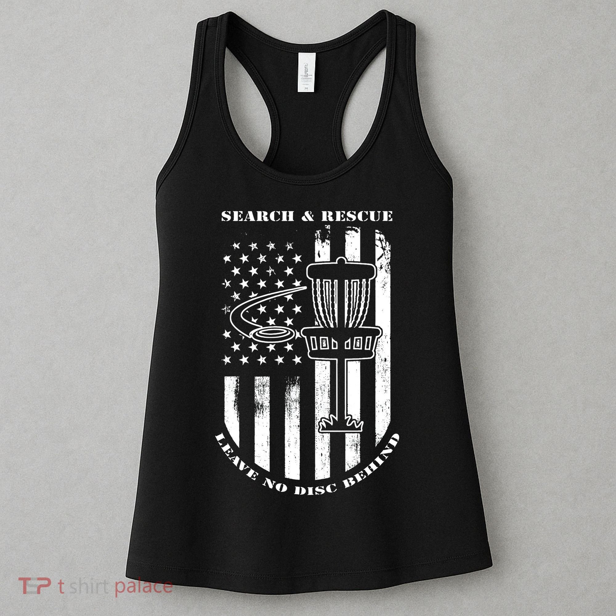 Disc Golf Search & Rescue Leave No Disc Behind White Flag Women's Tank Top