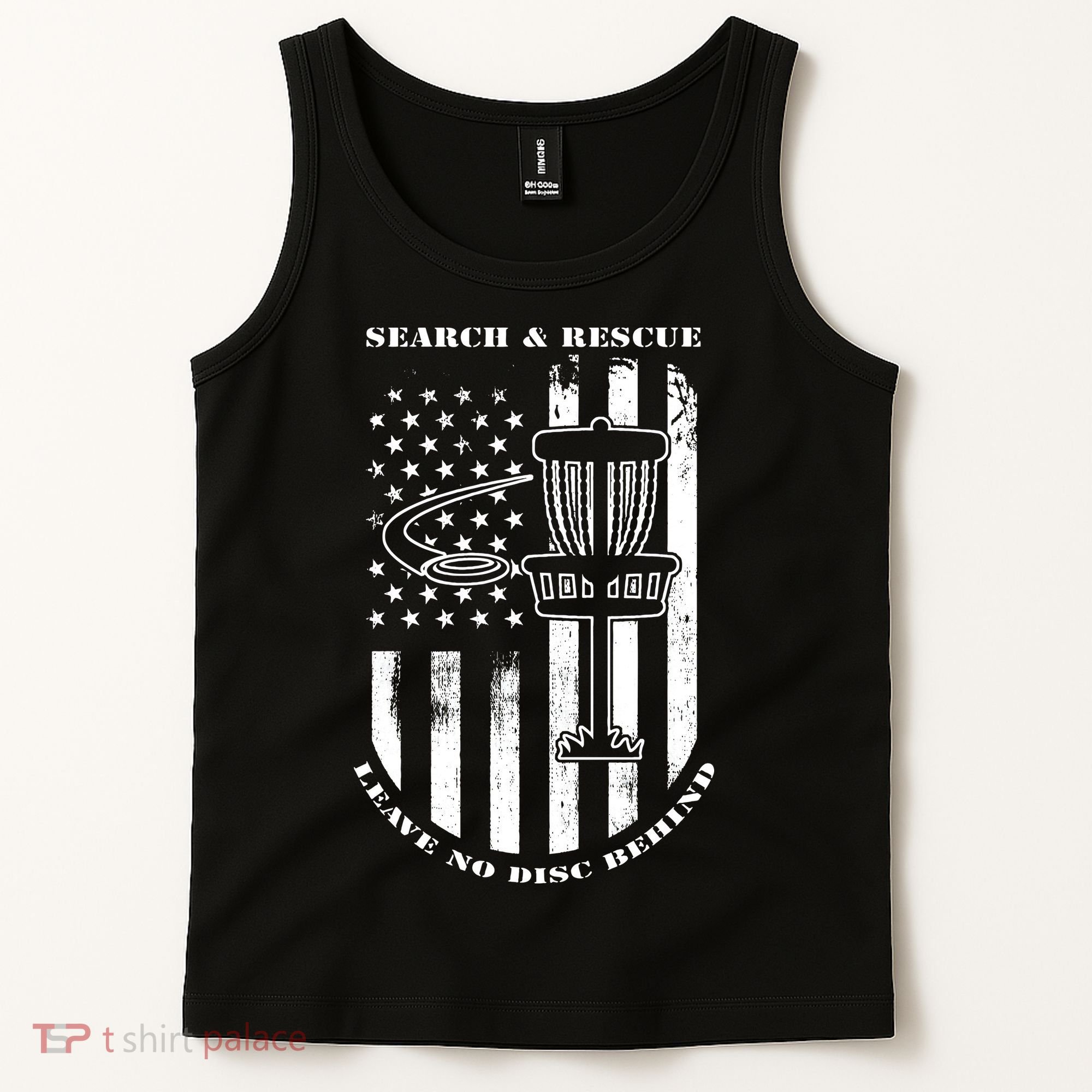 Disc Golf Search & Rescue Leave No Disc Behind White Flag Tank Top