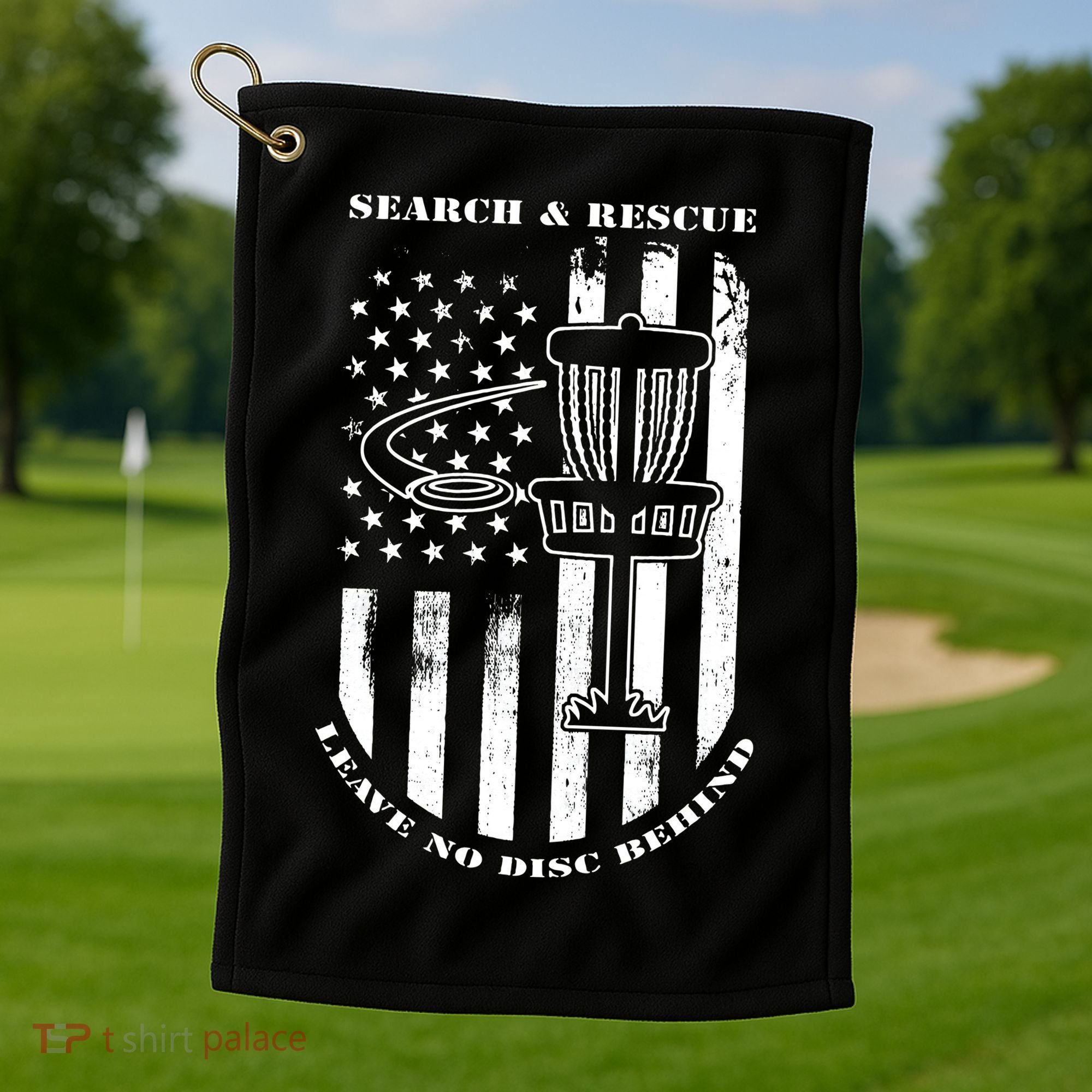 Disc Golf Search & Rescue Leave No Disc Behind White Flag Golf Towel