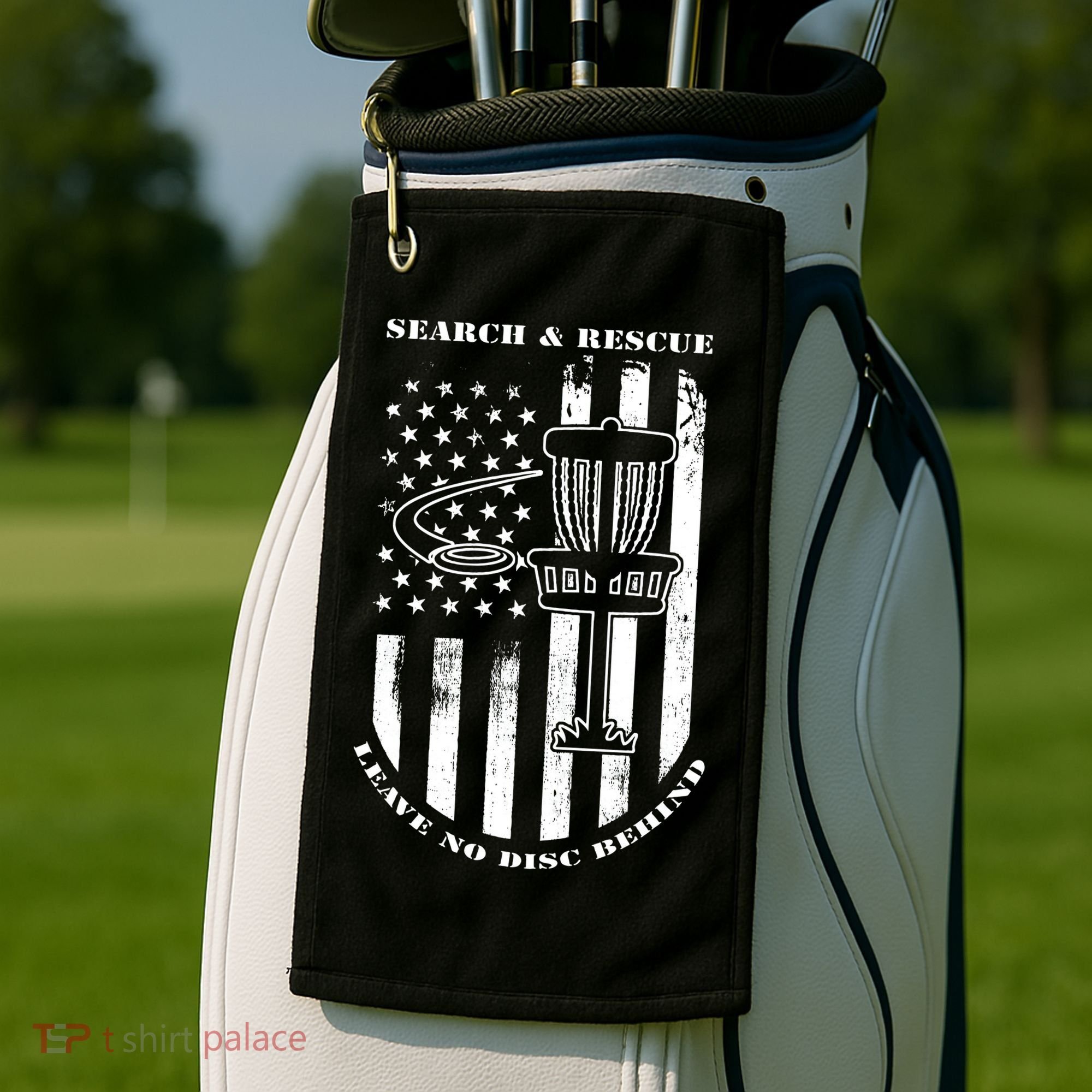 Disc Golf Search & Rescue Leave No Disc Behind White Flag Golf Towel