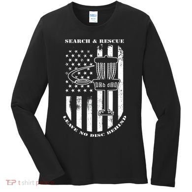Disc Golf Search & Rescue Leave No Disc Behind White Flag Women's Long Sleeve Shirt