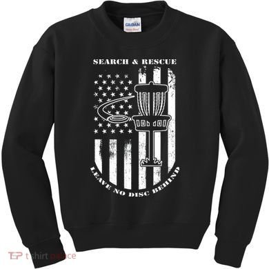 Disc Golf Search & Rescue Leave No Disc Behind White Flag Kids Sweatshirt