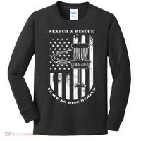 Disc Golf Search & Rescue Leave No Disc Behind White Flag Kids Long Sleeve Shirt thumb 0
