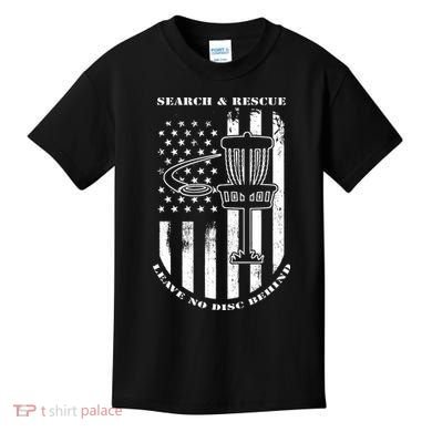 Disc Golf Search & Rescue Leave No Disc Behind White Flag Kids T-Shirt