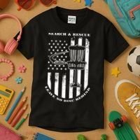 Disc Golf Search & Rescue Leave No Disc Behind White Flag Kids T-Shirt thumb 3