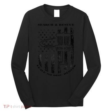 Disc Golf Search & Rescue Leave No Disc Behind Black Long Sleeve Shirt