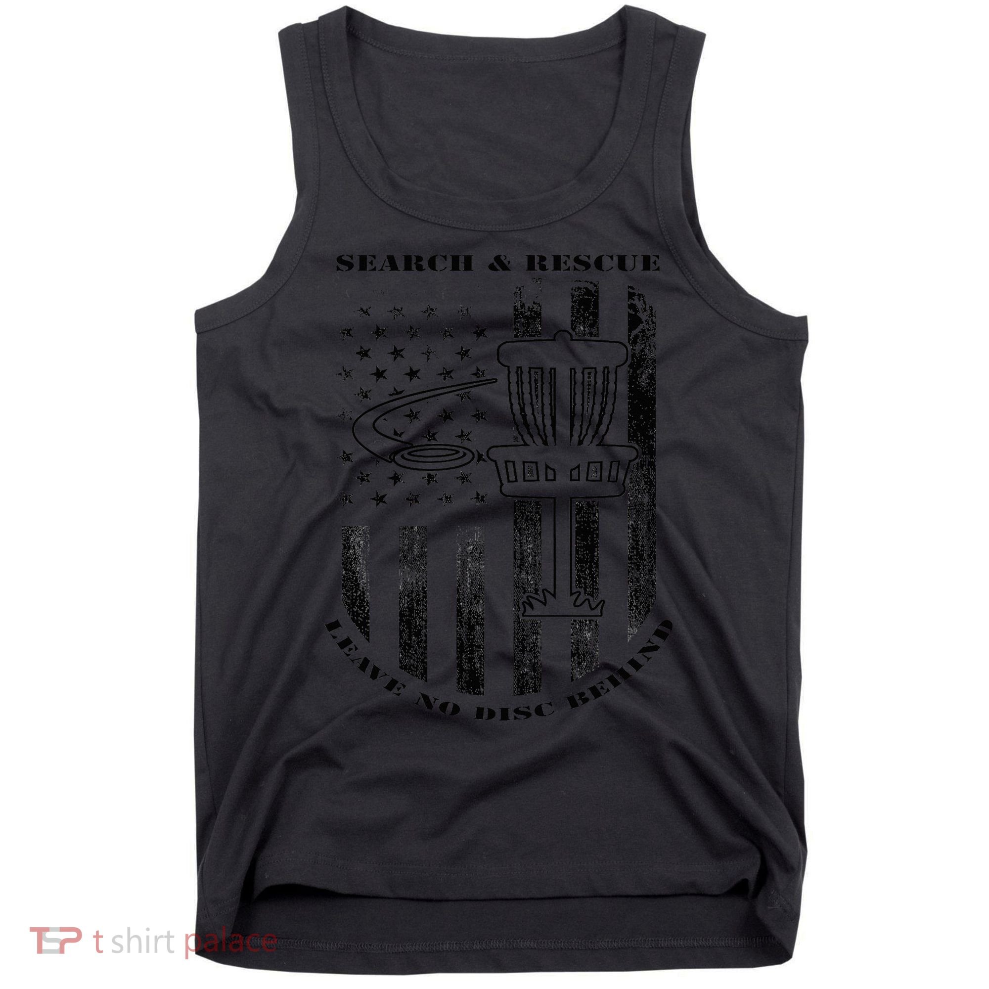 Disc Golf Search & Rescue Leave No Disc Behind Black Tank Top