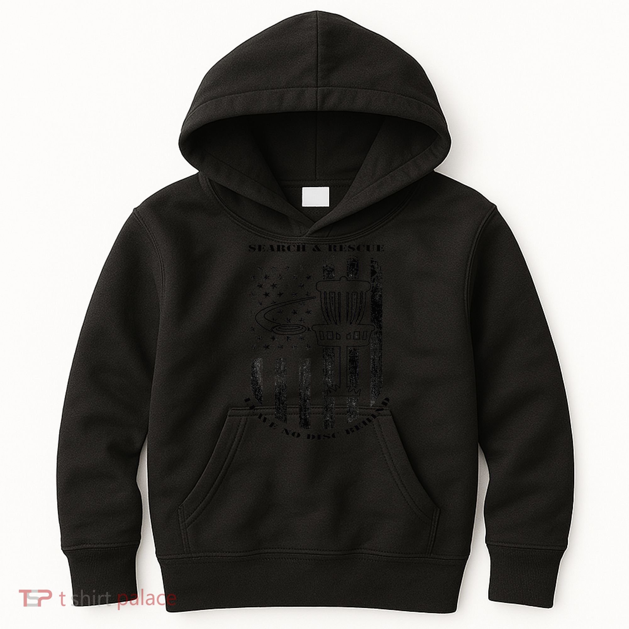 Disc Golf Search & Rescue Leave No Disc Behind Black Kids Hoodie