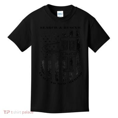 Disc Golf Search & Rescue Leave No Disc Behind Black Kids T-Shirt