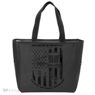 Disc Golf Search & Rescue Leave No Disc Behind Black Tote Bag