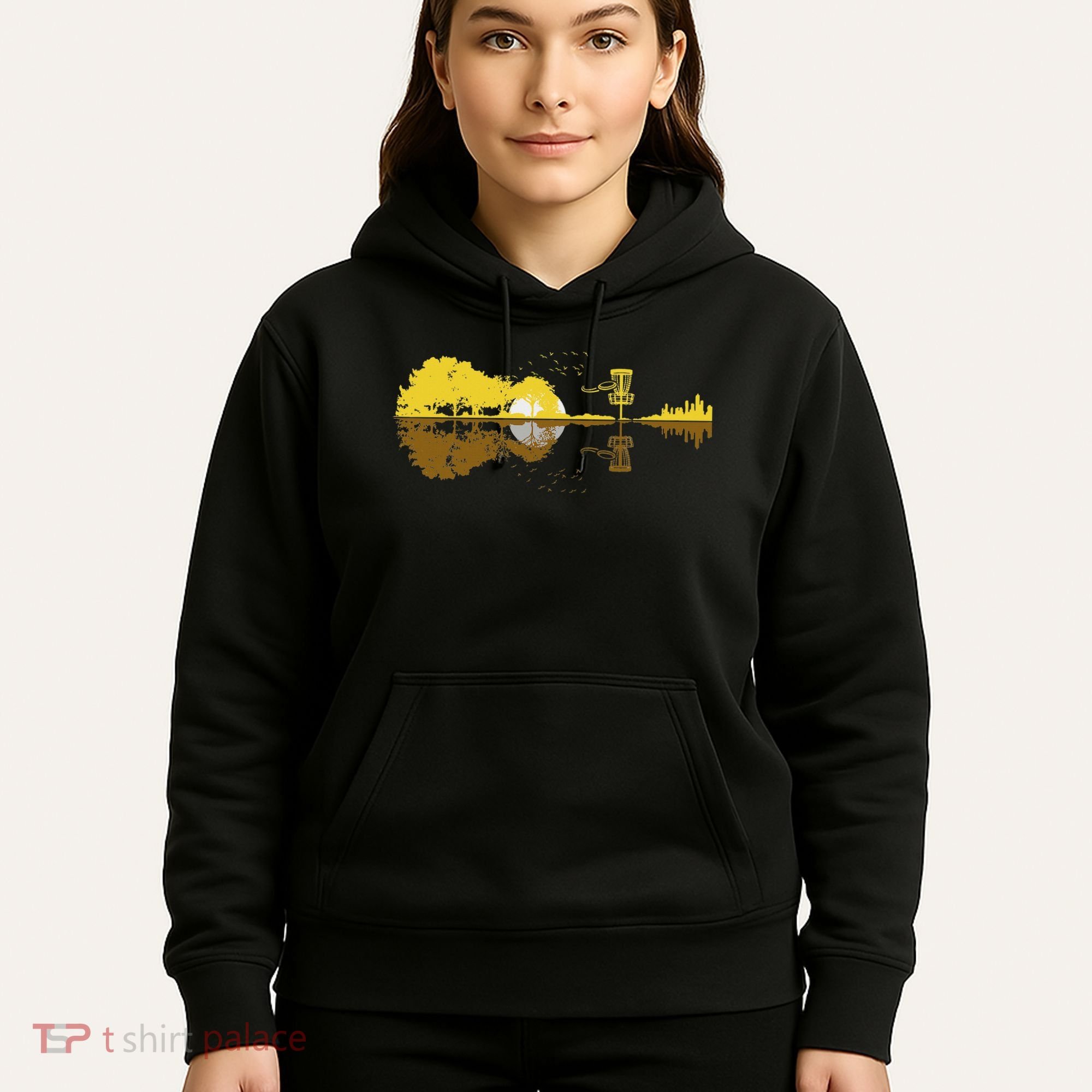 Disc Golf Sunset Guitar Guitarist Player Golfing Frisbee Dad Hoodie