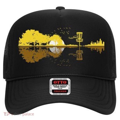 Disc Golf Sunset Guitar Guitarist Player Golfing Frisbee Dad Hat