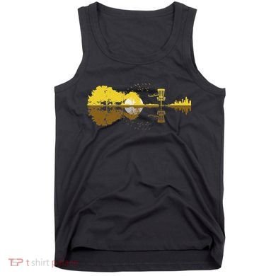 Disc Golf Sunset Guitar Guitarist Player Golfing Frisbee Dad Tank Top