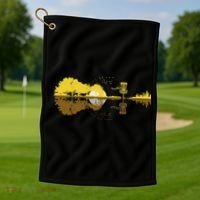 Disc Golf Sunset Guitar Guitarist Player Golfing Frisbee Dad Golf Towel thumb 1