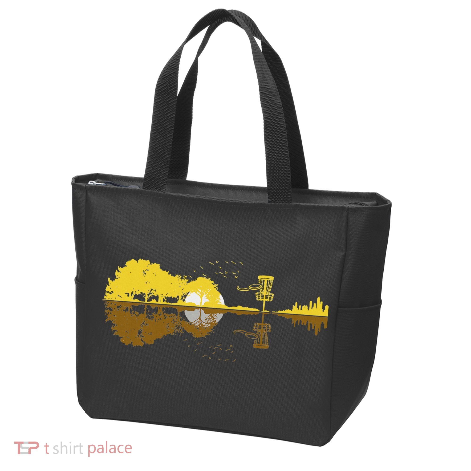 Disc Golf Sunset Guitar Guitarist Player Golfing Frisbee Dad Tote Bag