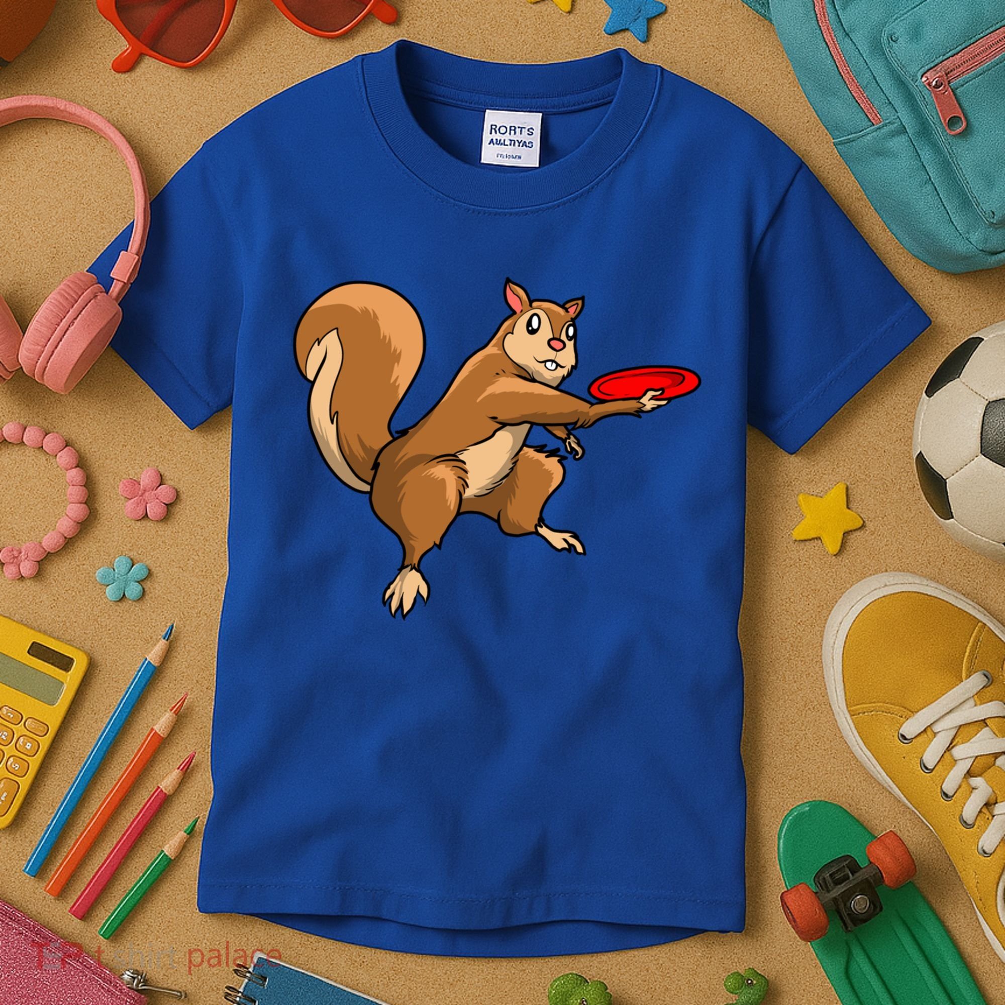Disc Golf Squirrel Frolf Frisbee Golf Disc Gift Kids T-Shirt