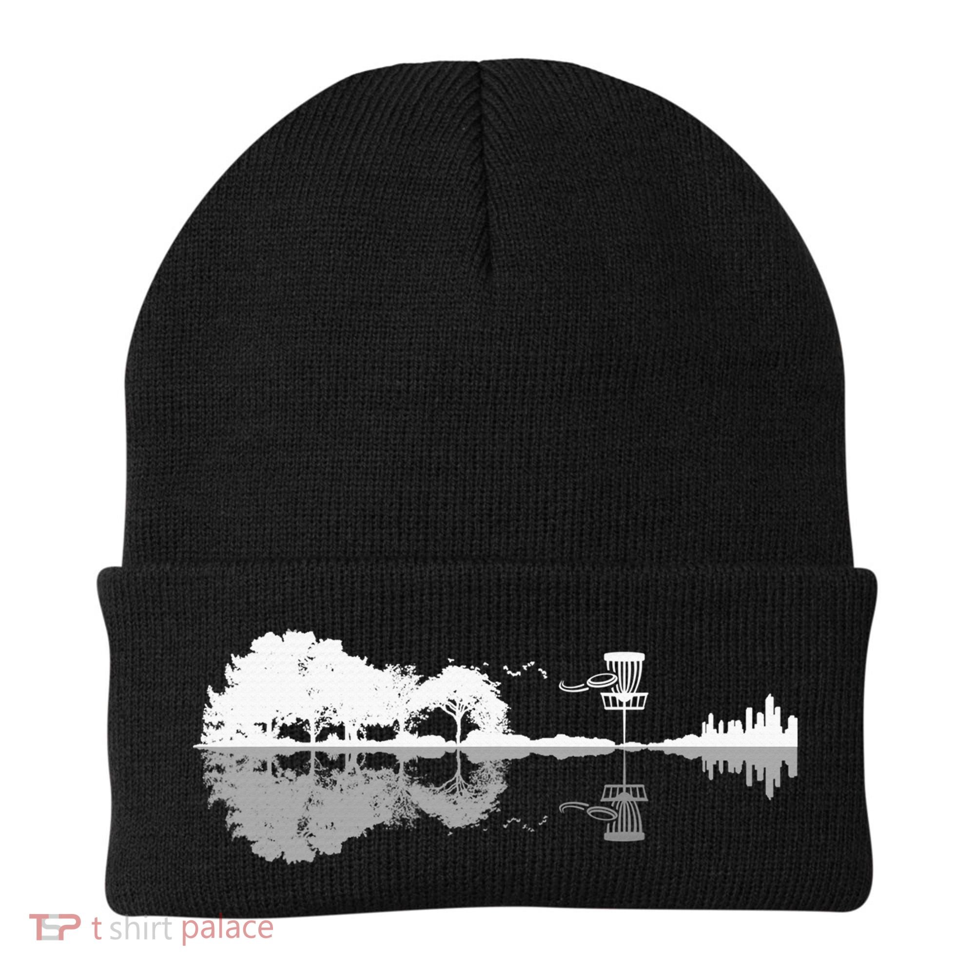 Disc Golf Sunset Guitar Guitarist Player Golfing Golfer Gift Beanie