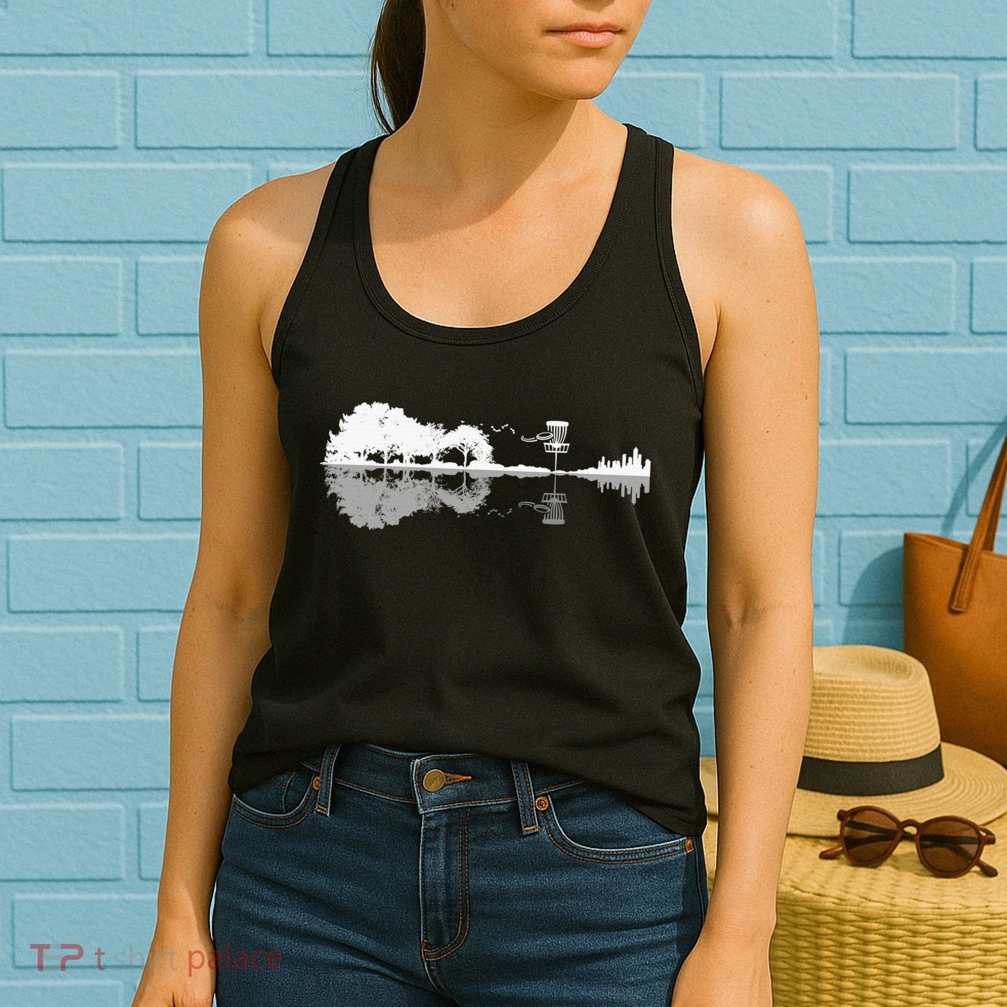 Disc Golf Sunset Guitar Guitarist Player Golfing Golfer Gift Women's Tank Top