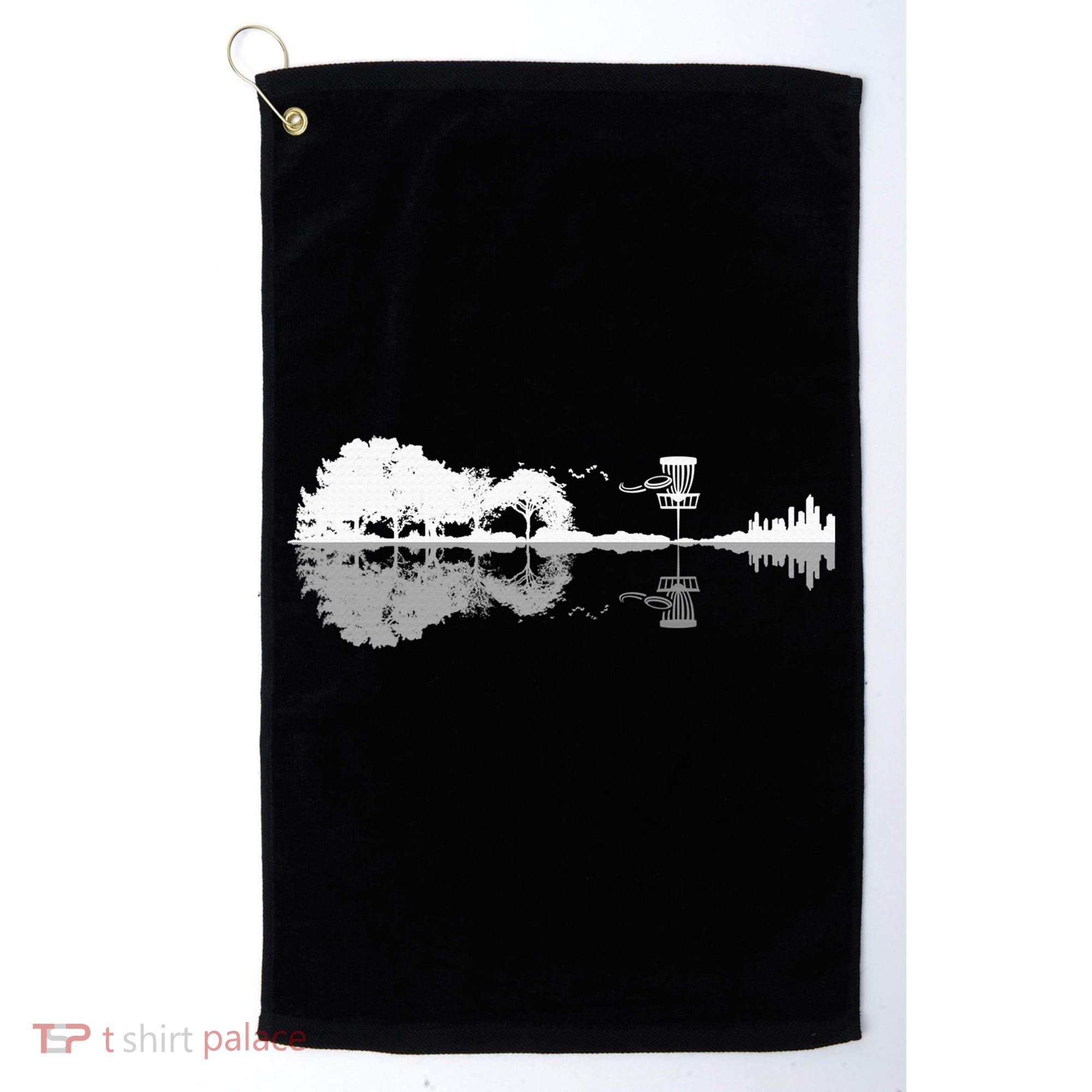 Disc Golf Sunset Guitar Guitarist Player Golfing Golfer Gift Golf Towel