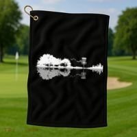 Disc Golf Sunset Guitar Guitarist Player Golfing Golfer Gift Golf Towel thumb 1