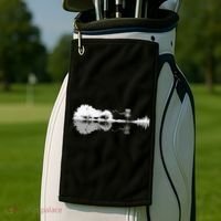 Disc Golf Sunset Guitar Guitarist Player Golfing Golfer Gift Golf Towel thumb 2