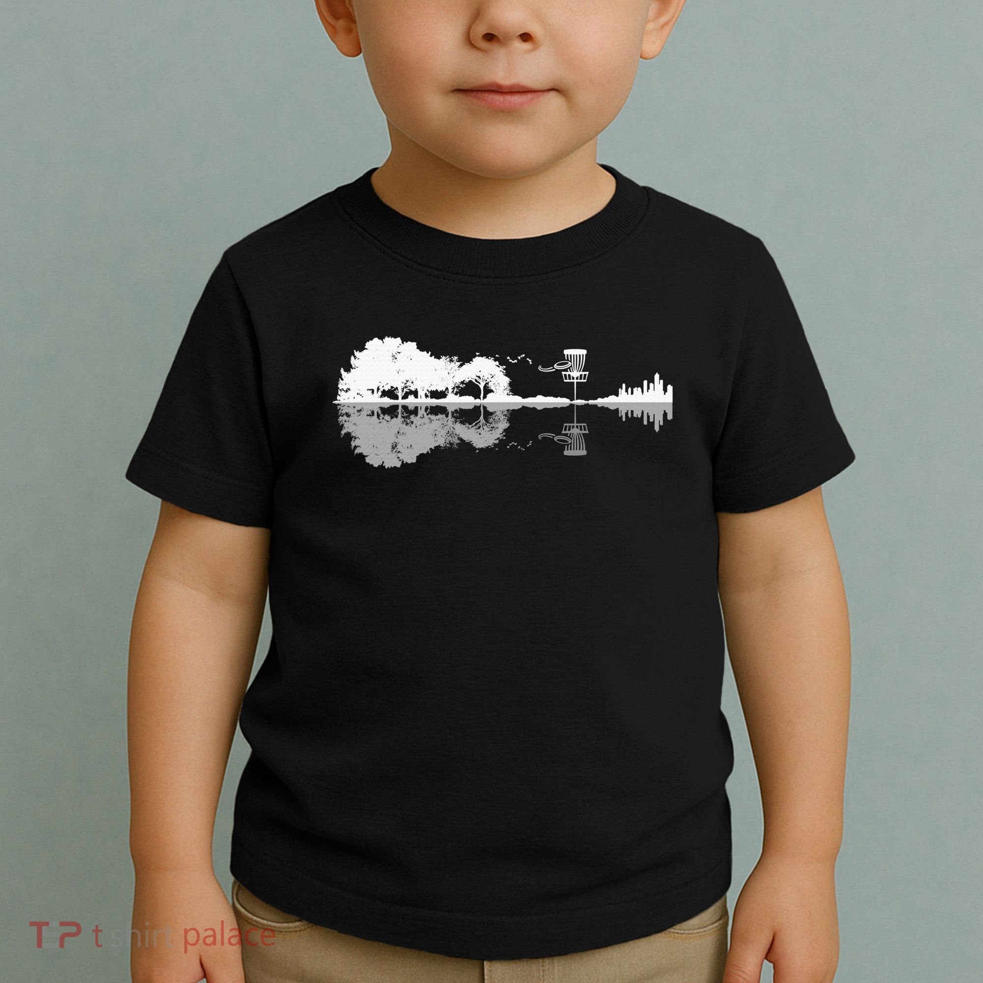 Disc Golf Sunset Guitar Guitarist Player Golfing Golfer Gift Toddler T-Shirt