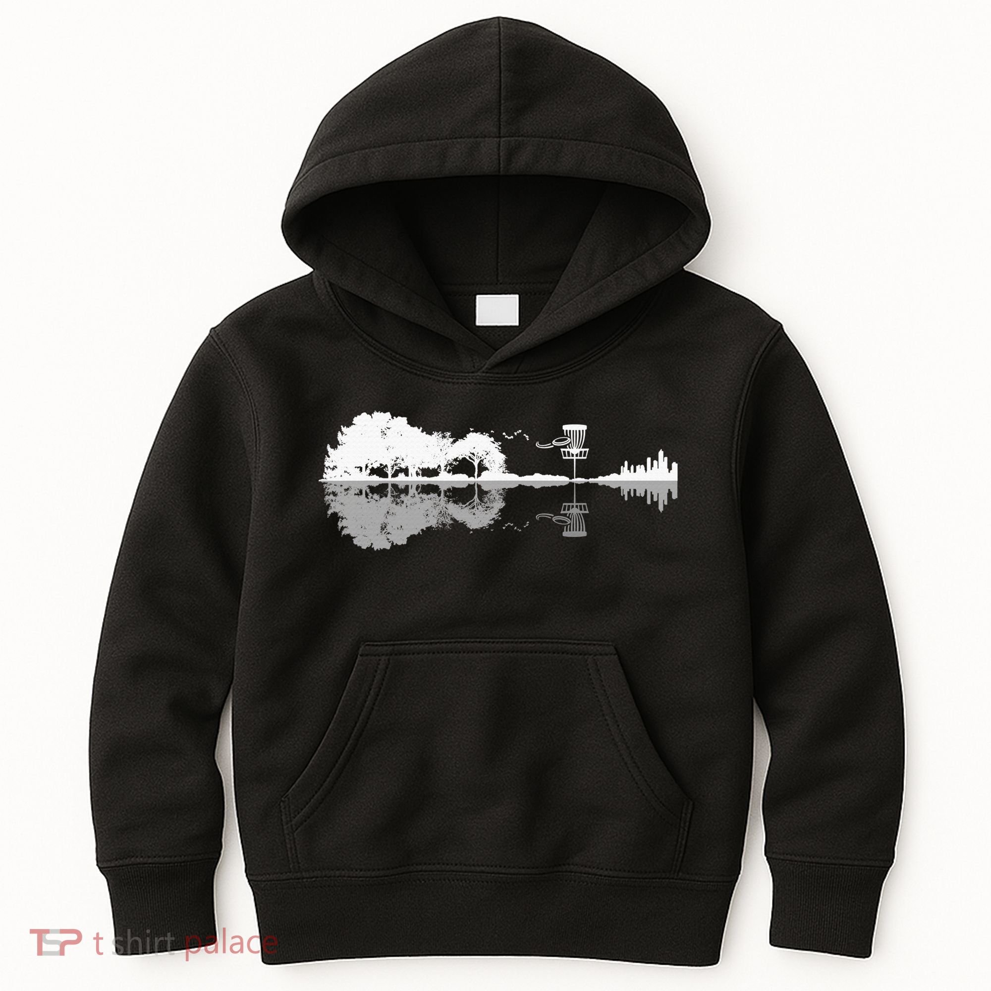 Disc Golf Sunset Guitar Guitarist Player Golfing Golfer Gift Kids Hoodie