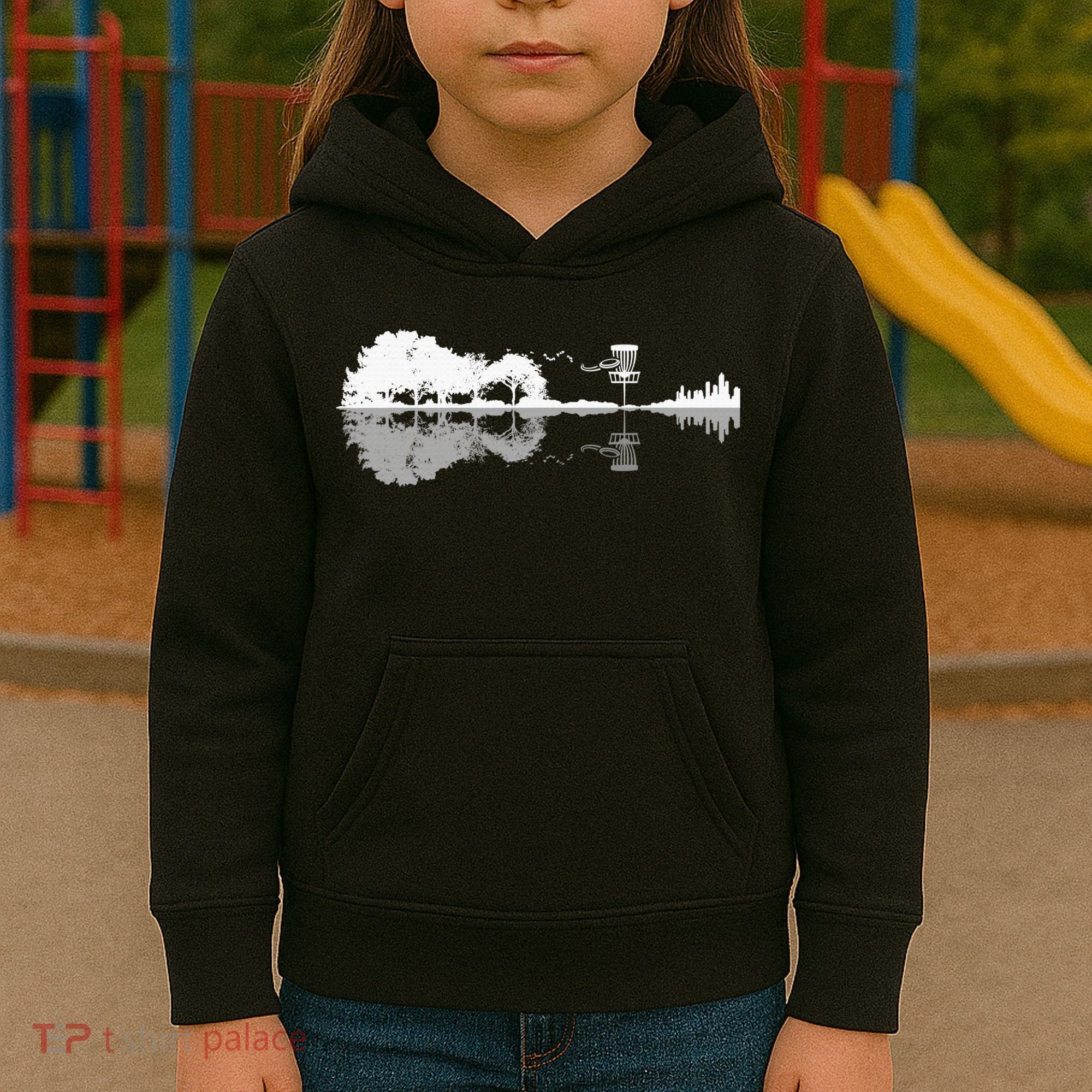 Disc Golf Sunset Guitar Guitarist Player Golfing Golfer Gift Kids Hoodie